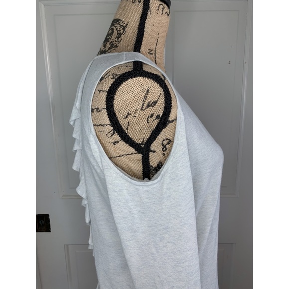 ⬇️ Lauren Conrad Cold Shoulder Split Back Long Sleeve Sweater Ruffle Gray Size S - Picture 5 of 7